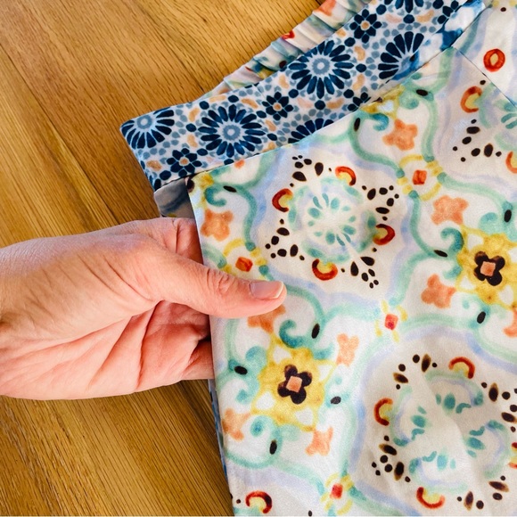 Zara Patchwork Wide Leg Pant XS, Side Zipper, Silky Satiny, Flowy, Resort Wear - Picture 6 of 9